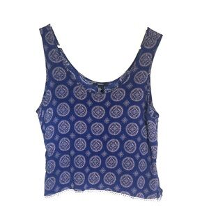 2/$15 lForever 21 - Blue & Cream Medallion Crop Tank Top – Size L
